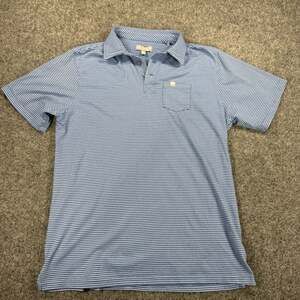 Fish Hippie Co. Blue Striped Polo Collection Shirt Men's XL Pocket